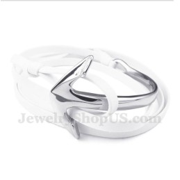 Bracelet Ancre En Cuir Et Titane Pour Homme