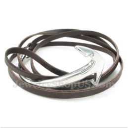 Bracelet Ancre En Cuir Et Titane Pour Homme