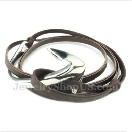 Bracelet Ancre En Cuir Et Titane Pour Homme