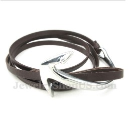 Bracelet Ancre En Cuir Et Titane Pour Homme