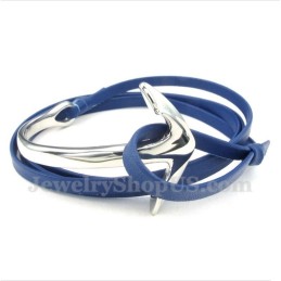 Bracelet Ancre En Cuir Et Titane Pour Homme
