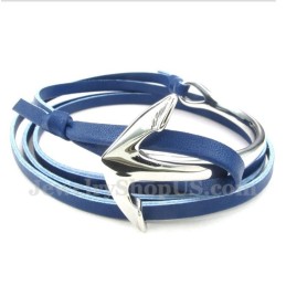 Bracelet Ancre En Cuir Et Titane Pour Homme