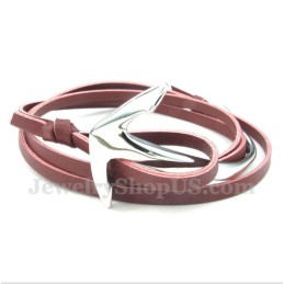 Bracelet Ancre En Cuir Et Titane Pour Homme