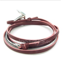 Bracelet Ancre En Cuir Et Titane Pour Homme