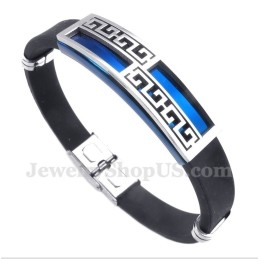 Bracelet Homme En Caoutchouc Titane Bleu