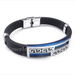 Bracelet Homme En Caoutchouc Titane Bleu