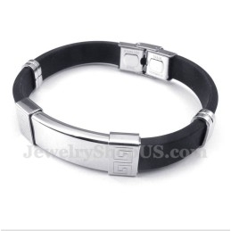 Bracelet Pour Homme En Caoutchouc Titane À Motif Méandre Grec
