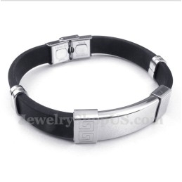 Bracelet Pour Homme En Caoutchouc Titane À Motif Méandre Grec