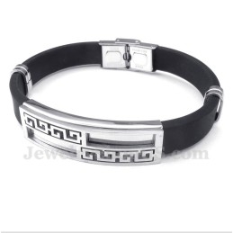 Bracelet Pour Homme En Caoutchouc Titane À Motif Méandre Grec
