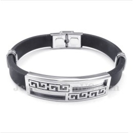 Bracelet Pour Homme En Caoutchouc Titane À Motif Méandre Grec