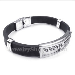Bracelet Pour Homme En Caoutchouc Titane À Motif Méandre Grec