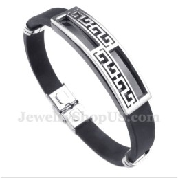 Bracelet Pour Homme En Caoutchouc Titane À Motif Méandre Grec