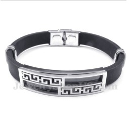 Bracelet Pour Homme En Caoutchouc Titane À Motif Méandre Grec