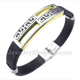 Bracelet Pour Homme En Titane Et Caoutchouc Doré À Motif Méandre Grec