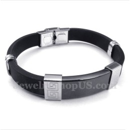 Bracelet Pour Homme En Caoutchouc Titane À Motif Méandre Grec