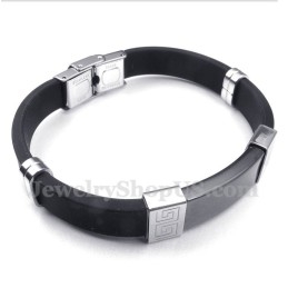 Bracelet Pour Homme En Caoutchouc Titane À Motif Méandre Grec