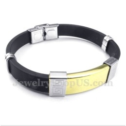 Bracelet Pour Homme En Caoutchouc Titane À Motif Méandre Grec