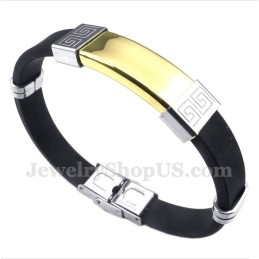 Bracelet Pour Homme En Caoutchouc Titane À Motif Méandre Grec