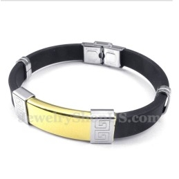 Bracelet Pour Homme En Caoutchouc Titane À Motif Méandre Grec