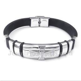 Bracelet Pour Homme En Caoutchouc Titane À Motif Méandre Grec