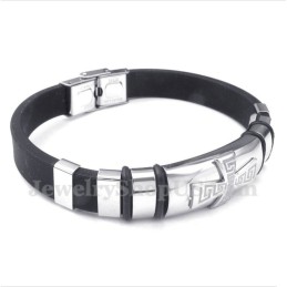 Bracelet Pour Homme En Caoutchouc Titane À Motif Méandre Grec