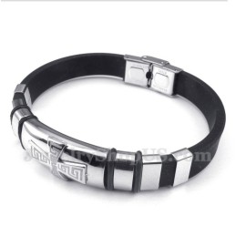 Bracelet Pour Homme En Caoutchouc Titane À Motif Méandre Grec