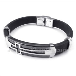 Bracelet Croix En Caoutchouc Et Titane Pour Homme