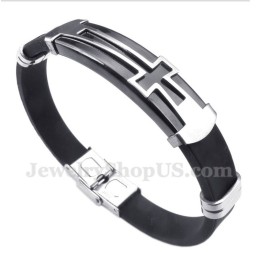 Bracelet Croix En Caoutchouc Et Titane Pour Homme