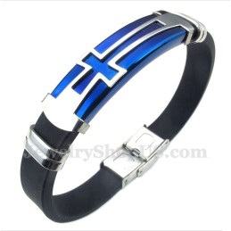 Bracelet Croix En Caoutchouc Et Titane Pour Homme