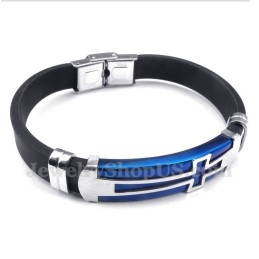 Bracelet Croix En Caoutchouc Et Titane Pour Homme