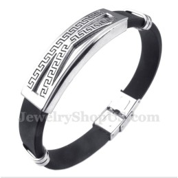 Bracelet Pour Homme En Caoutchouc Titane À Motif Méandre Grec