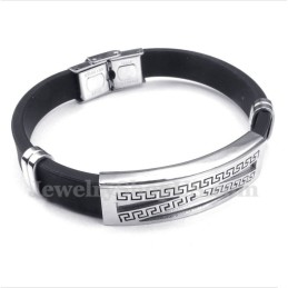 Bracelet Pour Homme En Caoutchouc Titane À Motif Méandre Grec