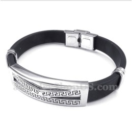 Bracelet Pour Homme En Caoutchouc Titane À Motif Méandre Grec