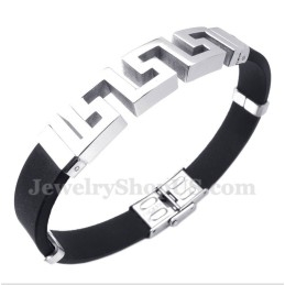 Bracelet Pour Homme En Caoutchouc Titane À Motif Méandre Grec