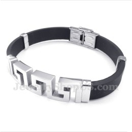 Bracelet Pour Homme En Caoutchouc Titane À Motif Méandre Grec
