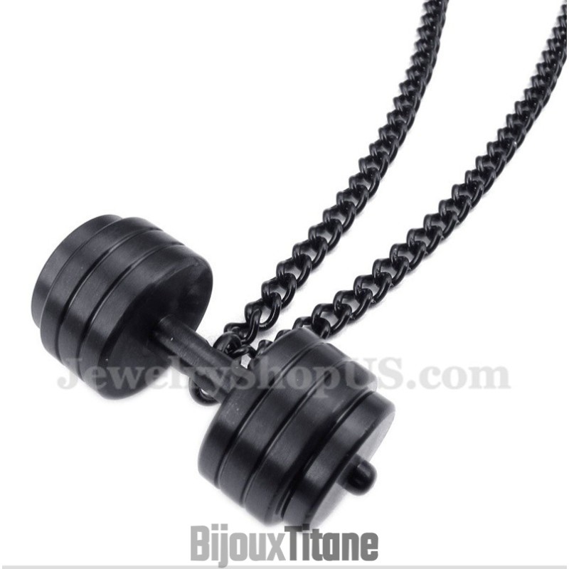 Pendentif Haltère En Titane Pour Homme Avec Chaîne Offerte Pendentif Haltère En Titane Pour Homme Avec Chaîne Offerte