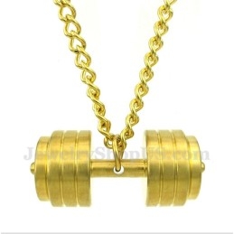 Pendentif Haltères En Titane Doré Pour Homme Avec Chaîne Offerte