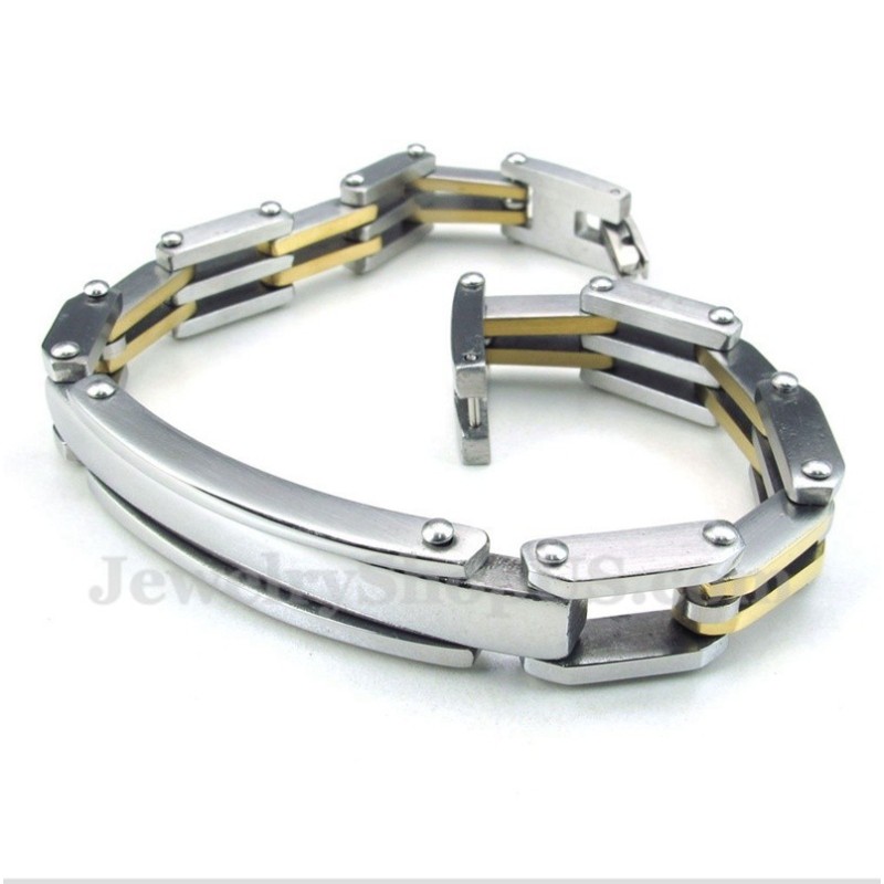 Bracelet Homme En Titane Plaqué Or