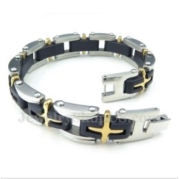 Bracelet Croix En Titane Et Or Pour Homme