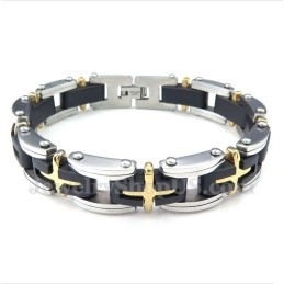 Bracelet Croix En Titane Et Or Pour Homme