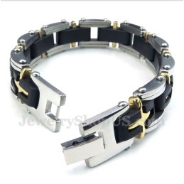 Bracelet Croix En Titane Et Or Pour Homme