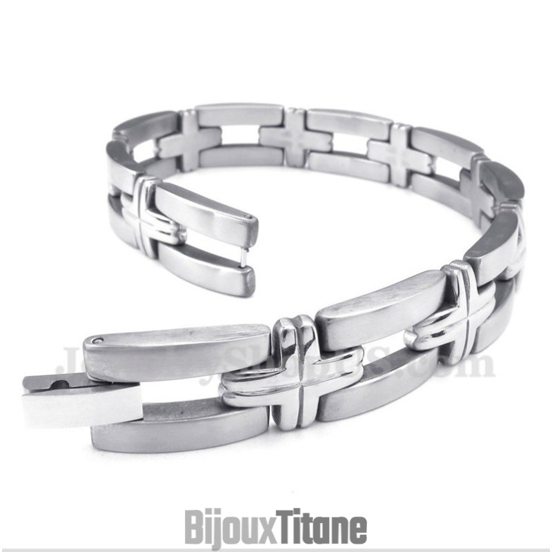 Bracelet Croix En Titane Pour Homme
