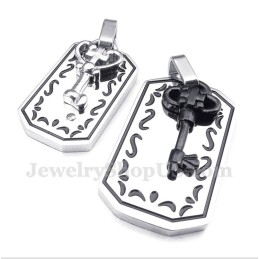 Pendentif Clé En Titane Pour Couple Avec Chaîne Offerte (Une Paire)