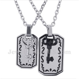 Pendentif Clé En Titane Pour Couple Avec Chaîne Offerte (Une Paire)