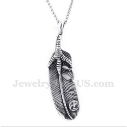 Pendentif Plume En Titane Pour Homme Avec Chaîne Offerte