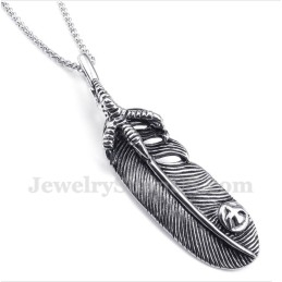 Pendentif Plume En Titane Pour Homme Avec Chaîne Offerte