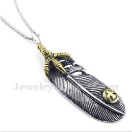 Pendentif Plume En Titane Pour Homme Avec Chaîne Offerte