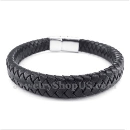 Bracelet En Cuir Et Titane Pour Homme