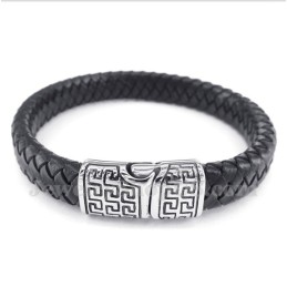 Bracelet En Cuir Et Titane Pour Homme
