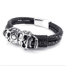 Bracelet En Cuir Et Titane Pour Homme